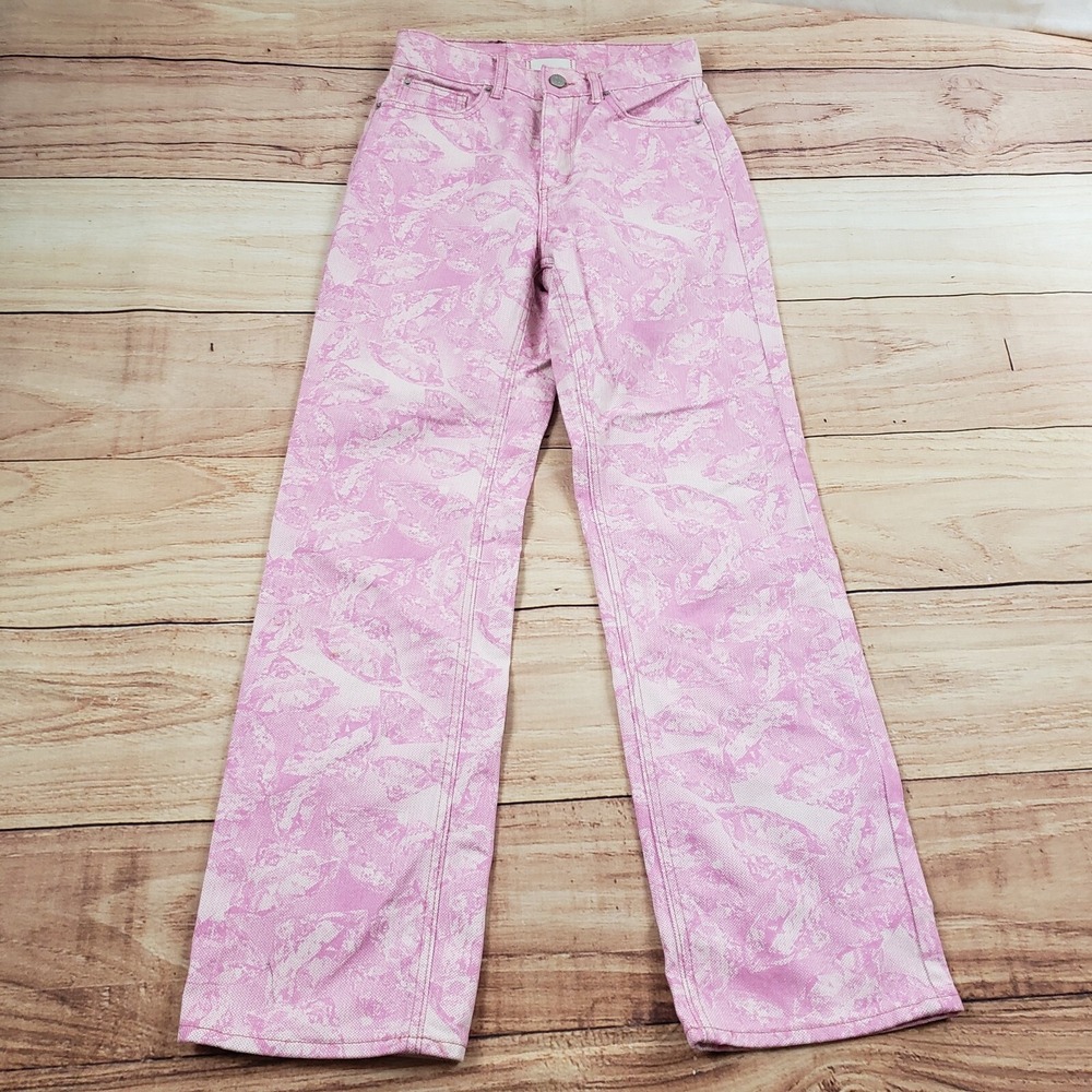 BDG Jeans Womens 25 Pink Wide Leg Straight‎ Cowboy Light Wash Denim Ladies 26x28